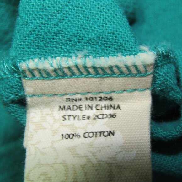 Soft Surroundings Bar Harbor Gauze Top Size L Green Button Up Womens 2CD36 New - Picture 8 of 10